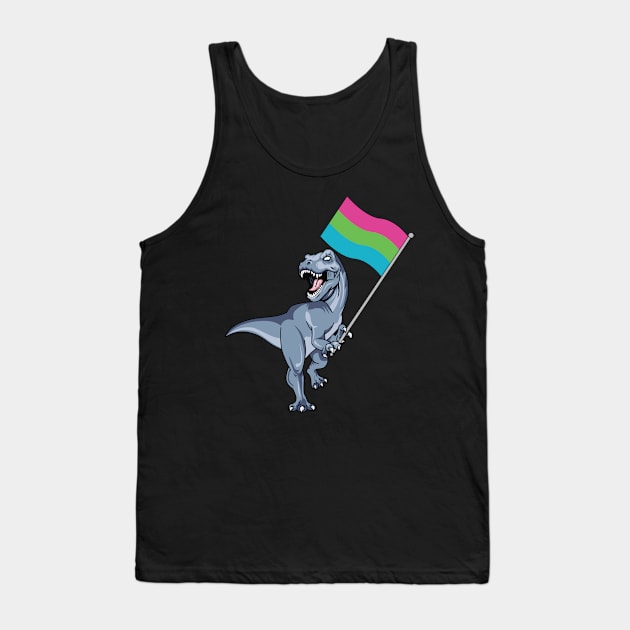 Polysexual Flag Dinosaur LGBTQIA Pan Pride LGBT Nonbinary Decal Tank Top by Shirtsurf